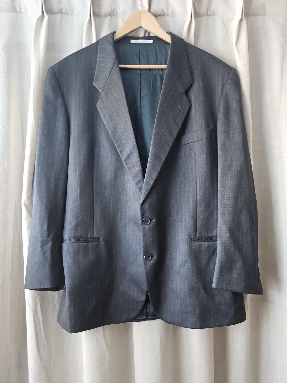 Yves Saint Laurent Dark Gray Pinstripe Two-Button Blazer